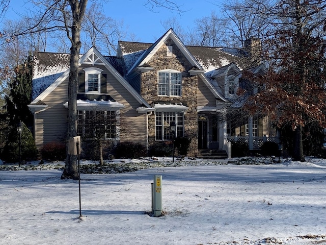 view of front of home featuring stone siding