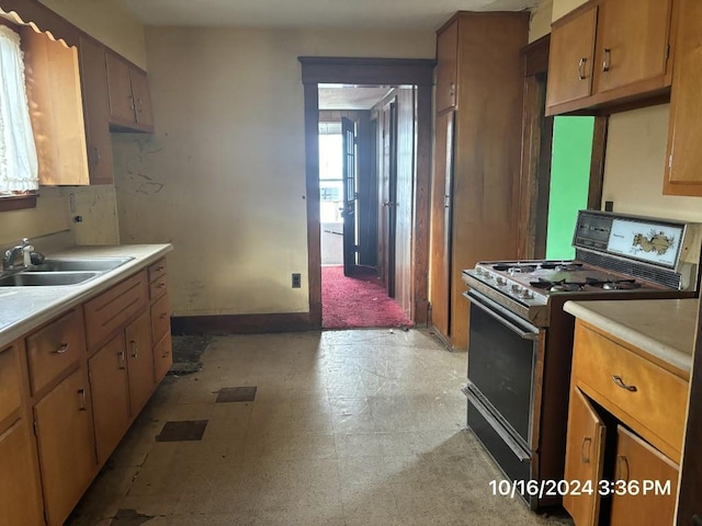 kitchen featuring sink and gas range oven