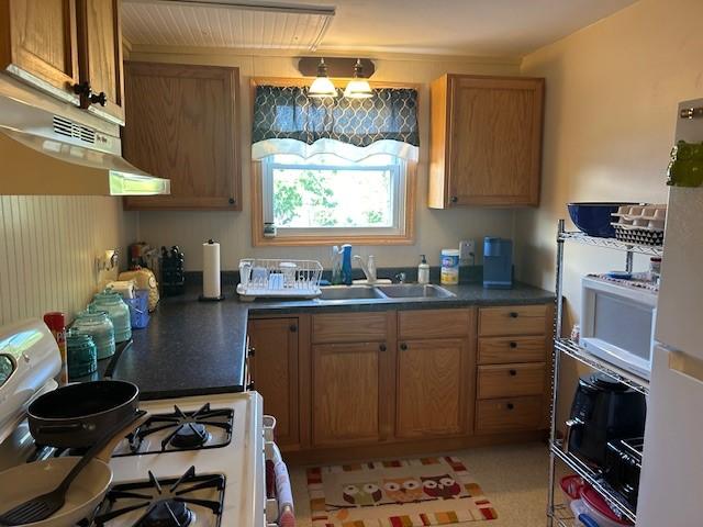 kitchen with sink and white appliances