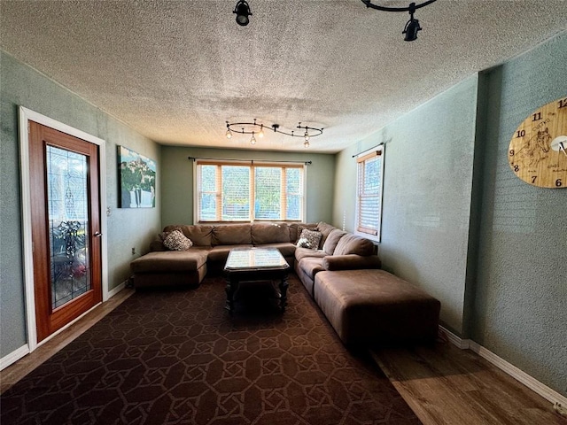 living room with track lighting