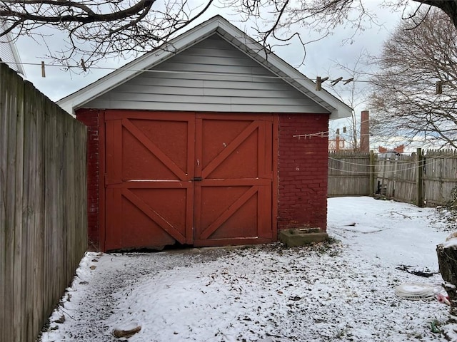 view of snow covered structure