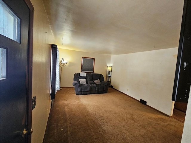 living room featuring carpet flooring