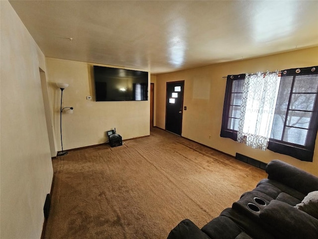 living room with carpet floors