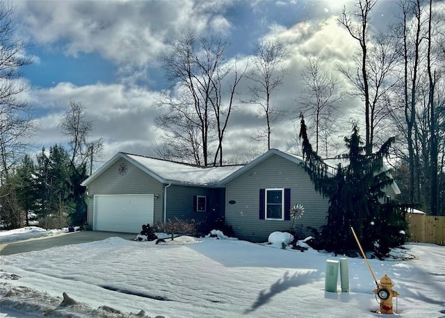 single story home with a garage