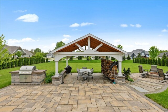 5640 Bear Run Cir, Fairview, PA 16415 - view of patio / terrace featuring a gazebo, an outdoor fire pit, and outdoor dining space