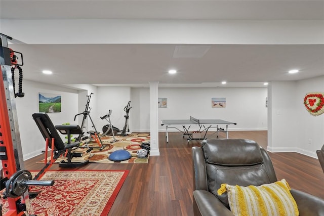 5640 Bear Run Cir, Fairview, PA 16415 - exercise room featuring baseboards, wood finished floors, and recessed lighting
