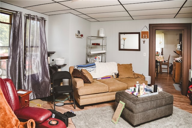 212 Main St, Jamestown, PA 16134 - living room with wood finished floors and a paneled ceiling