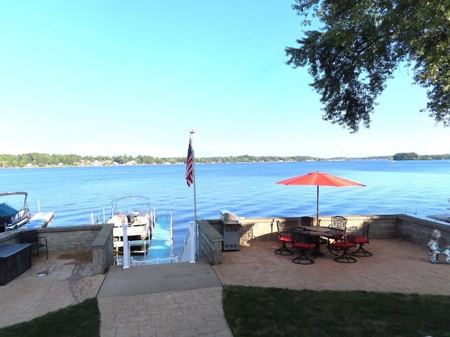 water view with a boat dock