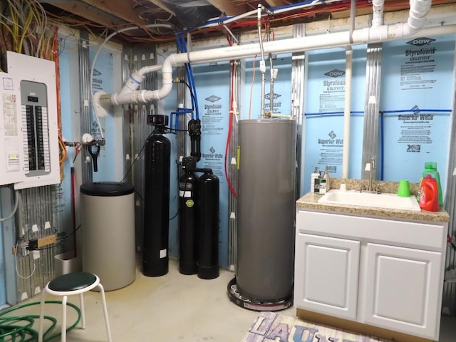 utility room featuring electric panel and sink