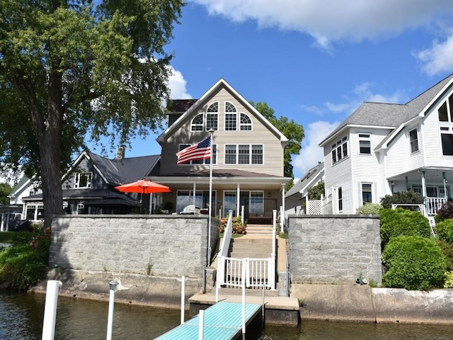 exterior space featuring a water view