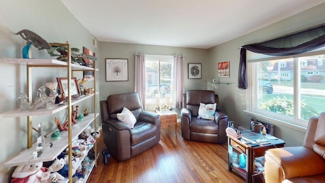 sitting room featuring hardwood / wood-style flooring