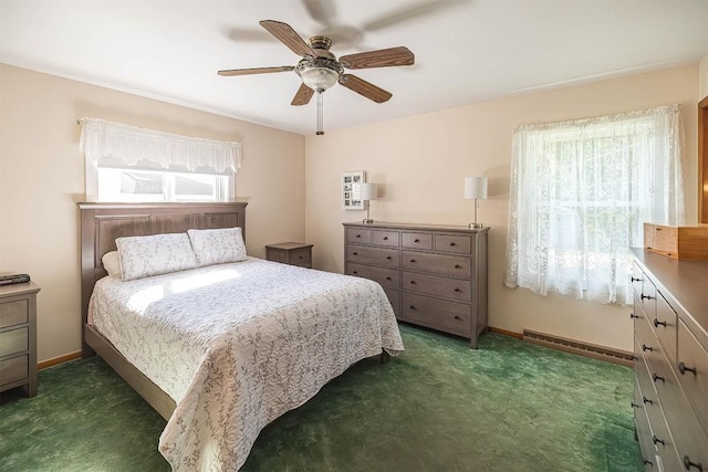2548 E 32nd St, Erie, PA 16510 - bedroom featuring carpet, a baseboard heating unit, and a ceiling fan