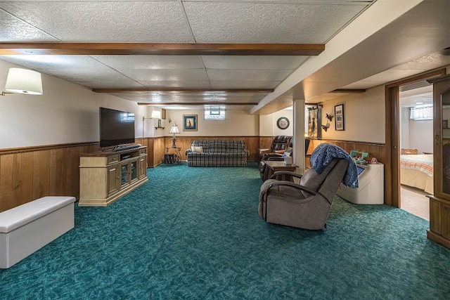 2548 E 32nd St, Erie, PA 16510 - living area with wainscoting, carpet flooring, and wooden walls