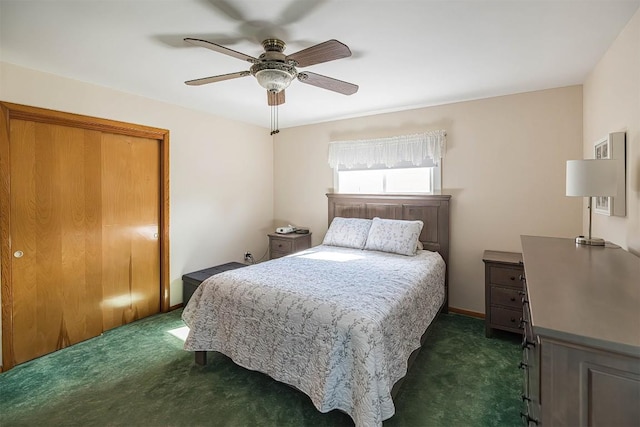 2548 E 32nd St, Erie, PA 16510 - bedroom featuring dark carpet, a closet, and ceiling fan