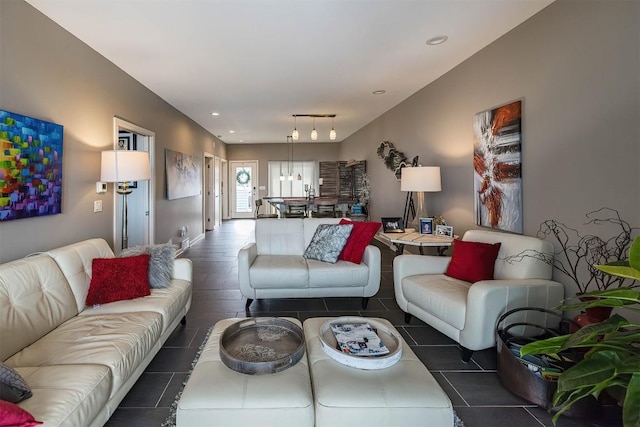 living area featuring recessed lighting