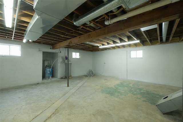 basement with a healthy amount of sunlight