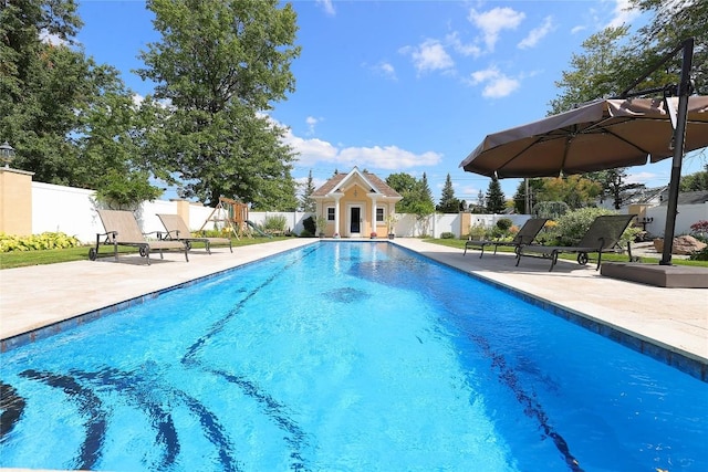 view of pool with a patio area