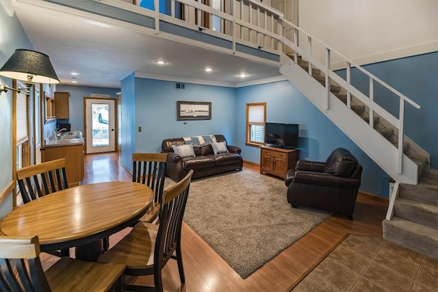 living room featuring wood-type flooring