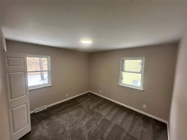 carpeted spare room featuring a wealth of natural light