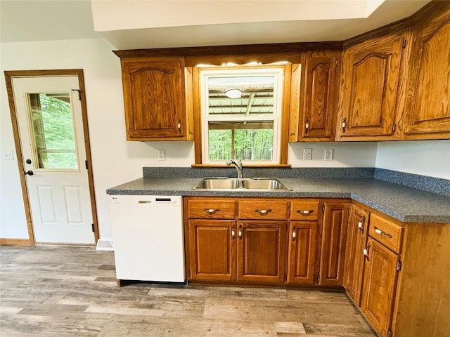 31050 US Highway 322, Cochranton, PA 16314 - kitchen with white dishwasher, a sink, and dark countertops