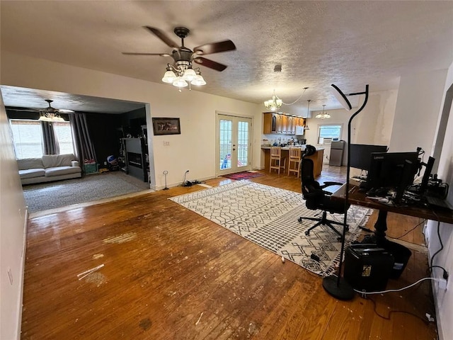 10537 Franklin Pike, Meadville, PA 16335 - office space with a chandelier, french doors, wood finished floors, ceiling fan, and plenty of natural light