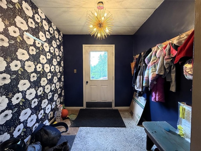 10537 Franklin Pike, Meadville, PA 16335 - mudroom featuring a chandelier and baseboards