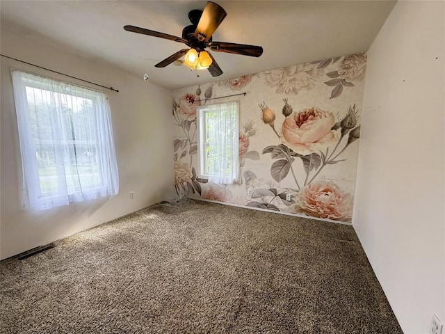10537 Franklin Pike, Meadville, PA 16335 - spare room with healthy amount of natural light, ceiling fan, and carpet floors