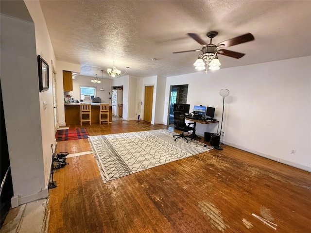 10537 Franklin Pike, Meadville, PA 16335 - office area with wood finished floors, ceiling fan, a chandelier, and a textured ceiling