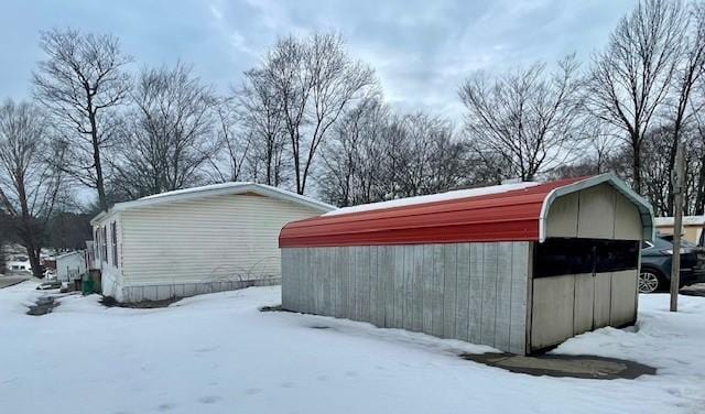 view of snow covered structure