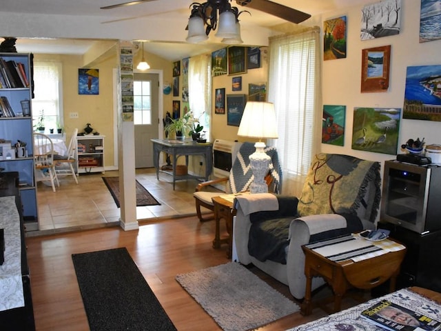 10987 Henry St, Conneaut Lake, PA 16316 - living room with ceiling fan and wood finished floors