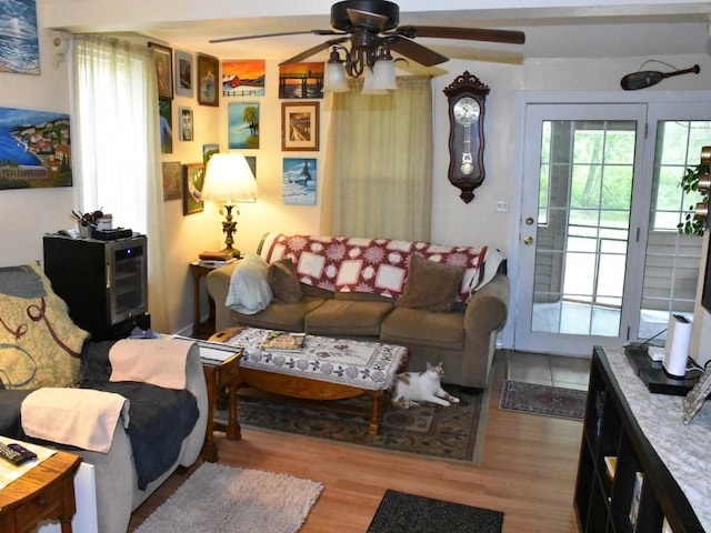 10987 Henry St, Conneaut Lake, PA 16316 - living area with wood finished floors and ceiling fan