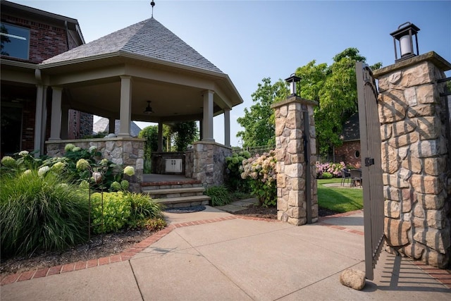 view of patio / terrace with a gazebo