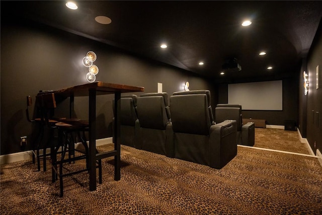 view of carpeted home theater