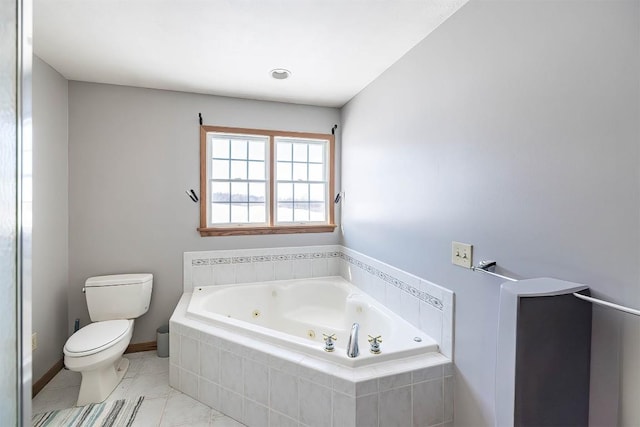 3706 Harbor Ridge Trl, Erie, PA 16510 - full bath featuring toilet, a whirlpool tub, tile patterned flooring, and baseboards