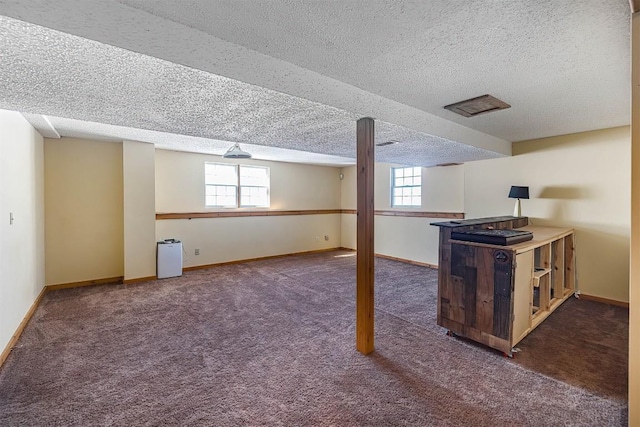 3706 Harbor Ridge Trl, Erie, PA 16510 - basement featuring carpet, a textured ceiling, and baseboards