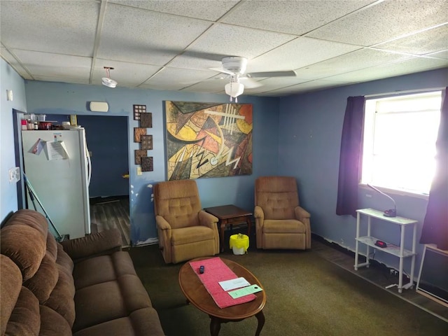 402 Reed St, Erie, PA 16507 - living area with ceiling fan and a drop ceiling