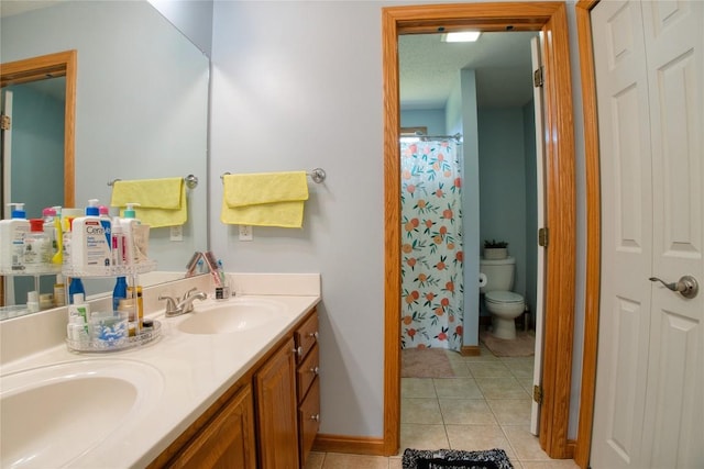 6020 Pebble Creek Dr, Fairview, PA 16415 - full bath featuring double vanity, tile patterned floors, and curtained shower