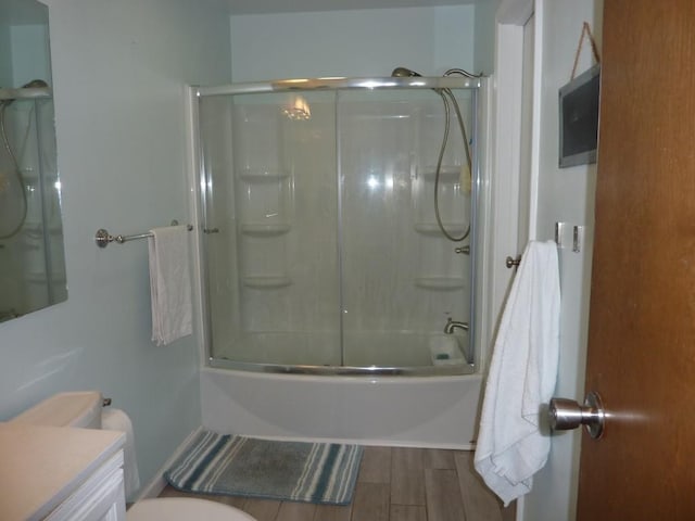 3404 Rustic Ln, Erie, PA 16506 - full bath featuring vanity, wood finished floors, and combined bath / shower with glass door