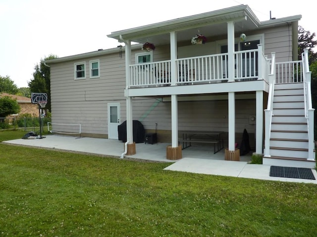 3404 Rustic Ln, Erie, PA 16506 - back of property with a patio area, a yard, and stairway