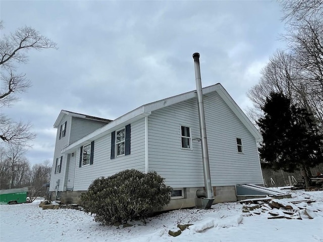 view of snow covered exterior