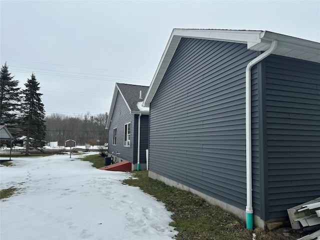 view of snow covered exterior