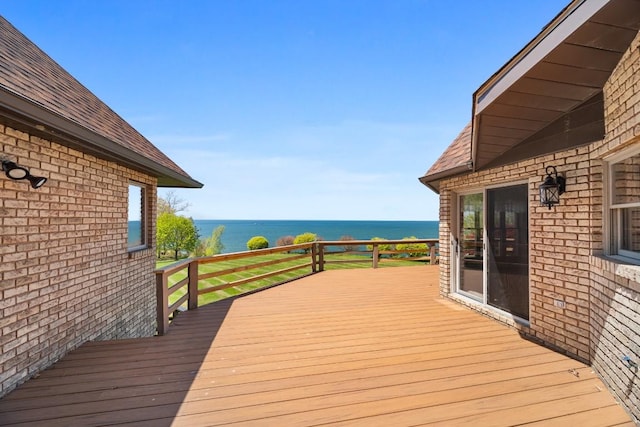 100 Fox Hollow Ln, Harborcreek, PA 16511 - wooden deck featuring a water view