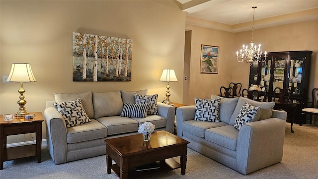 6007 Marble Ln, Fairview, PA 16415 - living area with carpet and a chandelier
