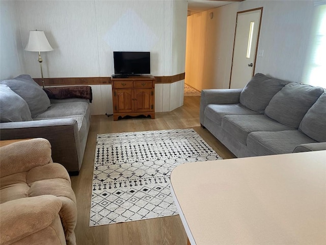 living room featuring light wood-type flooring