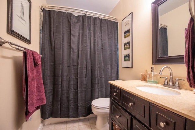 104 Hillcrest Dr, Edinboro, PA 16412 - bathroom with vanity, toilet, tile patterned floors, and a shower with shower curtain
