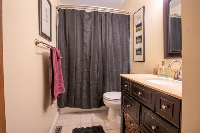 104 Hillcrest Dr, Edinboro, PA 16412 - full bath featuring vanity, toilet, tile patterned flooring, and a shower with curtain
