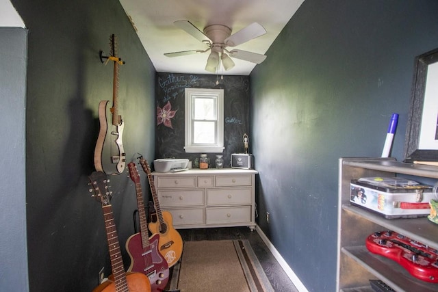 104 Hillcrest Dr, Edinboro, PA 16412 - bedroom featuring dark wood-type flooring, baseboards, and ceiling fan