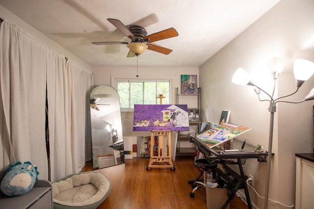 104 Hillcrest Dr, Edinboro, PA 16412 - office space featuring a ceiling fan and wood finished floors