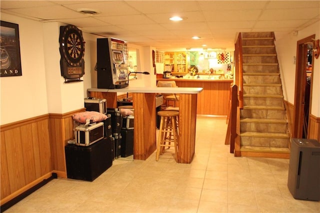 bar with a drop ceiling