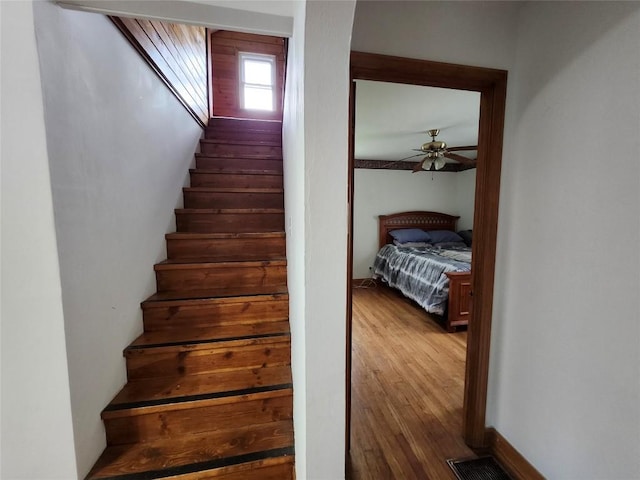 3829 Parade Blvd, Erie, PA 16504 - stairs with wood finished floors and ceiling fan